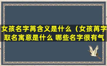 女孩名字苒含义是什么（女孩苒字取名寓意是什么 哪些名字很有气质）